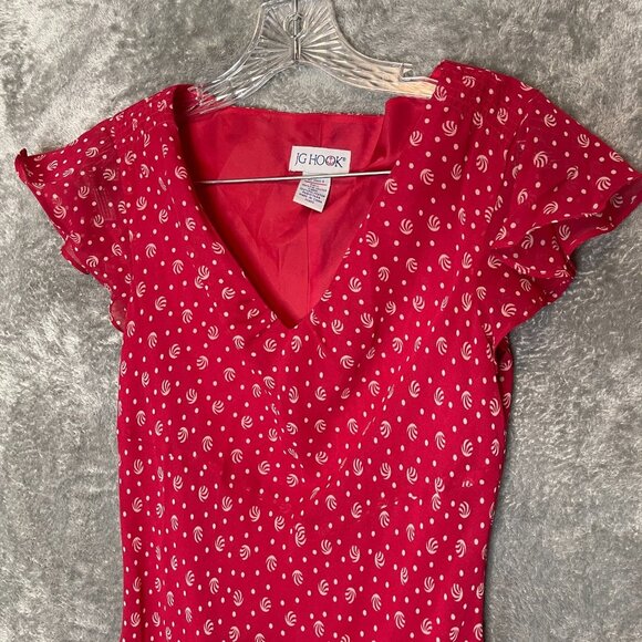 Vtg JG Hook Women Novelty Retro Rockabilly Pinup Flutter Chiffon Maxi Dress 4 - Picture 3 of 12